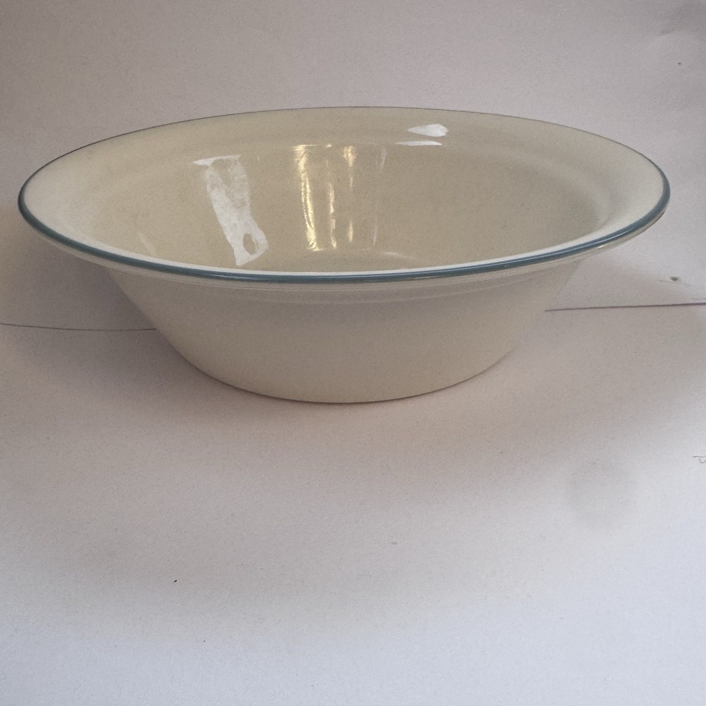 Corelle Soup Cereal Bowls Blue Rim Cream Beige Bowl 90 Style Cottage Farm Granny